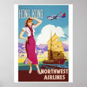 Hong Kong Vintage Travel Poster