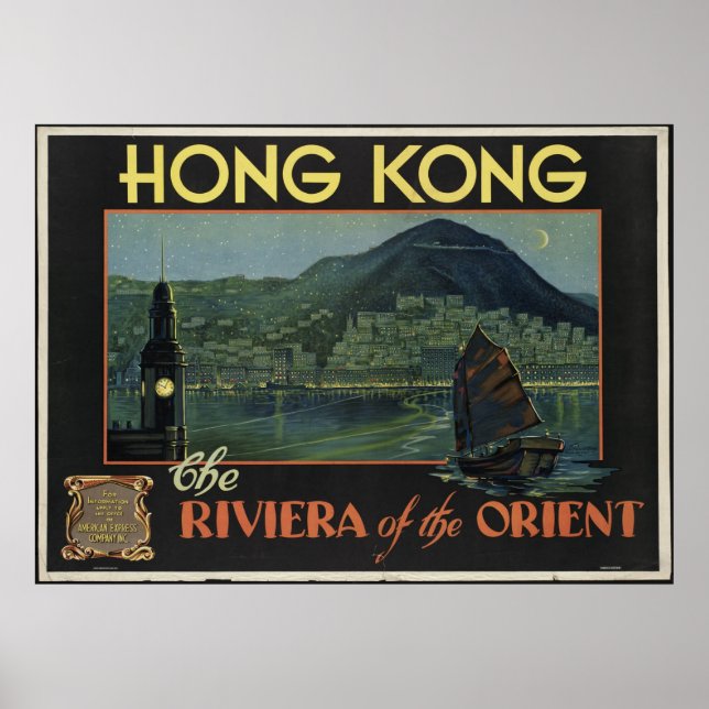 Hong Kong Vintage Travel Poster Ad Retro Prints (Front)