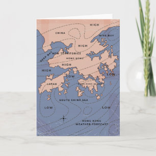 Hong Kong Vintage Weather Map Invitation