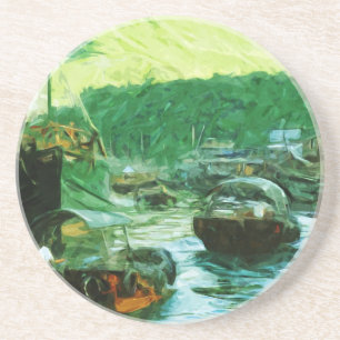 Hong Kong Water Taxis Abstract Impressionism Coaster
