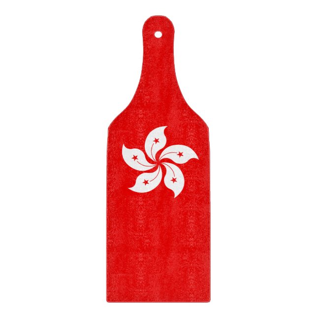 Hong Kong White Orchid Symbol on Red Cutting Board (Front)