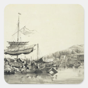 Hong Shang, plate 17 from 'Sketches of China', eng Square Sticker