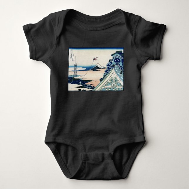 Honganji Temple Vista of Mt. Fuji Japanese Woodcut Baby Bodysuit (Front)
