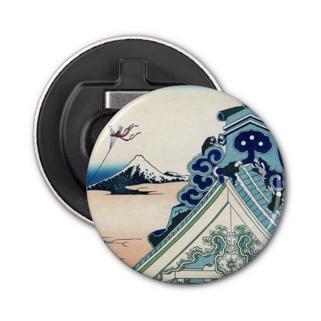 Honganji Temple Vista of Mt. Fuji Japanese Woodcut Bottle Opener (Front)