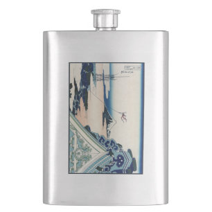 Honganji Temple Vista of Mt. Fuji Japanese Woodcut Hip Flask