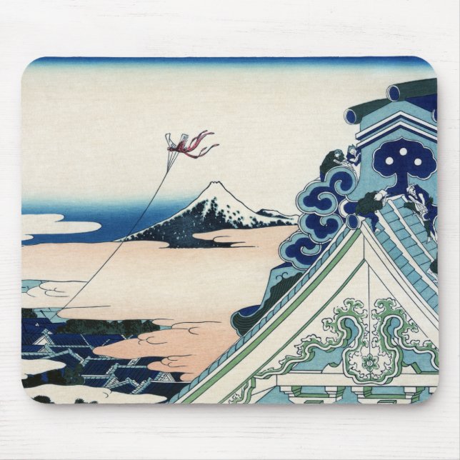 Honganji Temple Vista of Mt. Fuji Japanese Woodcut Mouse Pad (Front)
