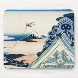 Honganji Temple Vista of Mt. Fuji Japanese Woodcut Mouse Pad