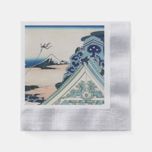 Honganji Temple Vista of Mt. Fuji Japanese Woodcut Napkin