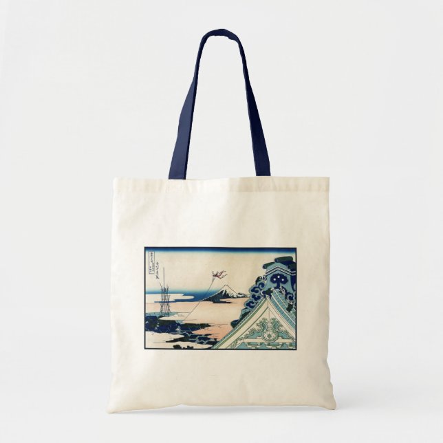 Honganji Temple Vista of Mt. Fuji Japanese Woodcut Tote Bag (Front)