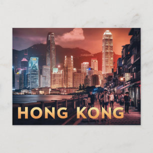 Hongkong China Night Postcard