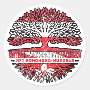 Hongkong Hongkong Österreichisch Österreich Baum Classic Round Sticker
