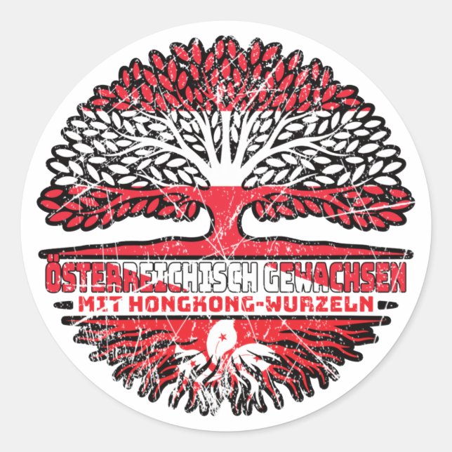 Hongkong Hongkong Österreichisch Österreich Baum Classic Round Sticker (Front)