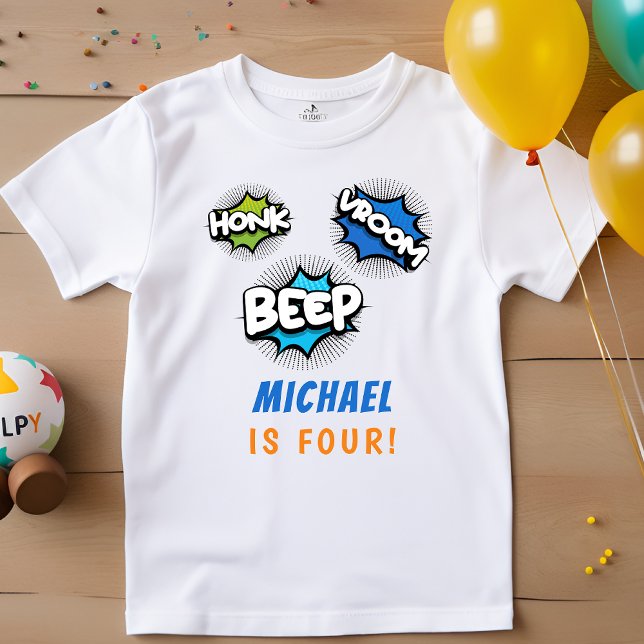 Honk beep vroom monster trucks speed birthday toddler T-Shirt (Creator Uploaded)