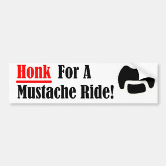 Honk For A Moustache Ride Bumper Sticker