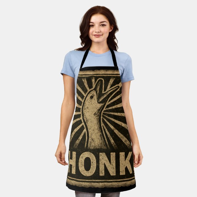 Honk Goose Funny Duck Chicken Meme Apron (Worn)