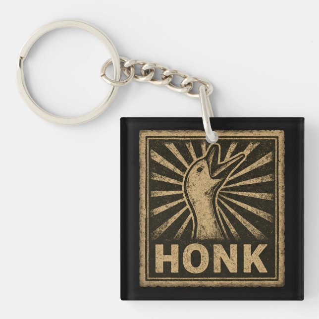 Honk Goose Funny Duck Chicken Meme Key Ring (Front)