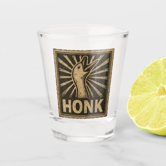 Honk Goose Funny Duck Chicken Meme Shot Glass (Front)