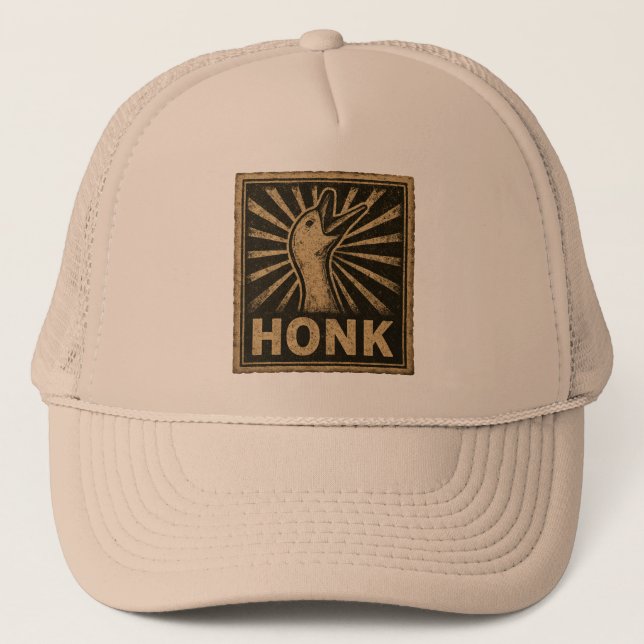 Honk Goose Funny Duck Chicken Meme Trucker Hat (Front)