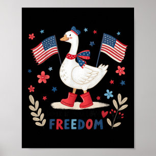 Honk If You Love Freedom Usa Flag Silly-goose 4th Poster