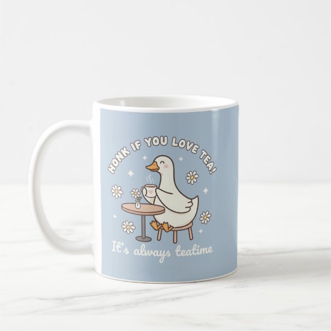 Honk If You Love Tea Cute Goose Mug (Left)