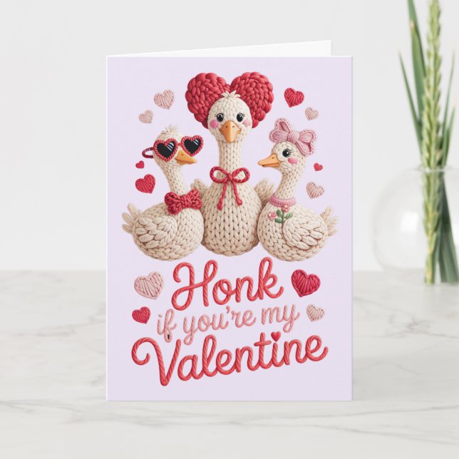 Honk If Youre My Valentine Funny Goose Card (Front)