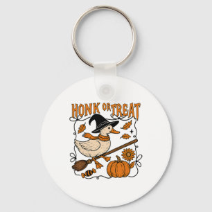 Honk Or Treat Halloween Goose Cute Goose Witchy Ha Key Ring