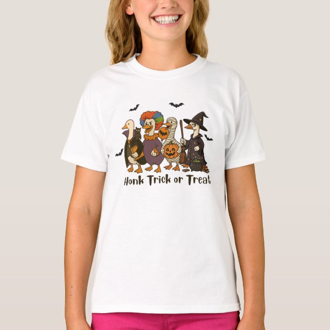 Honk Trick or Treat Halloween Goose Costume  T-Shirt (Front)