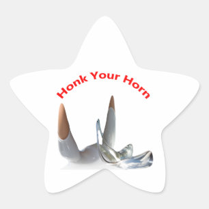Honk Your Horn. Funky Stickers. Star Sticker