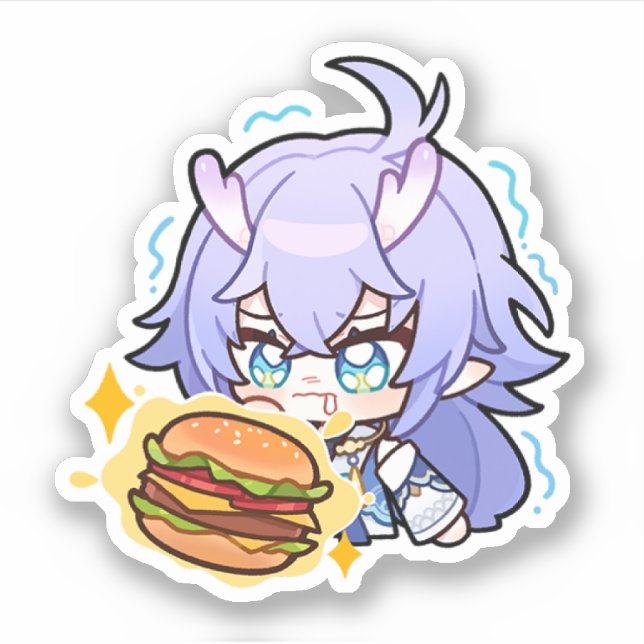 Honkai Star Rail Chibi Bailu Burger Sticker (Front)