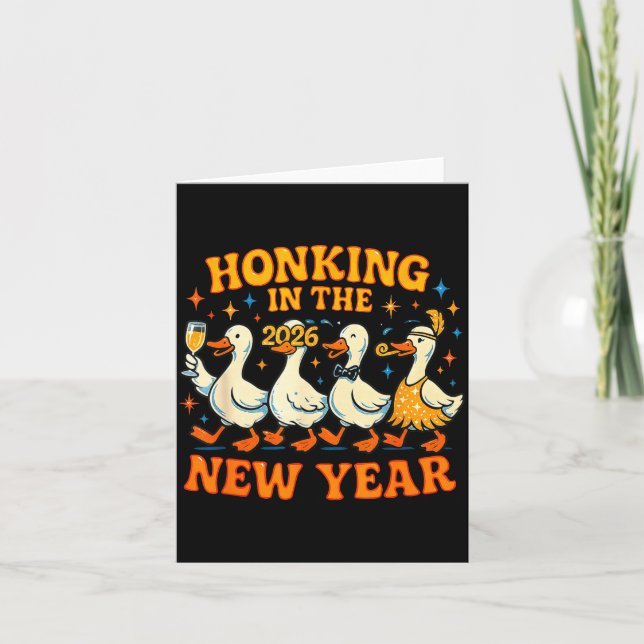 Honking In The New Year 2026 Funny Duck Gift  Card (Front)