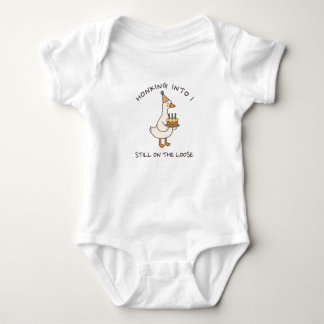 Honking Into Birthday Goose Funny Custom Age Baby Bodysuit