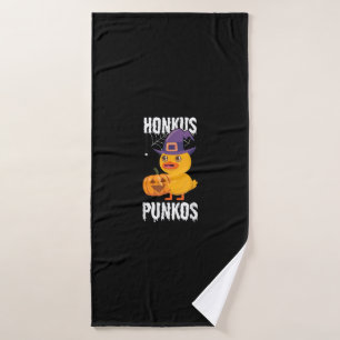 Honkus Ponkus Funny Duck Halloween Witch Design Bath Towel