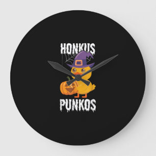 Honkus Ponkus Funny Duck Halloween Witch Design Large Clock