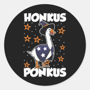 Honkus Ponkus Funny Halloween Witch Cute Goose Wit Classic Round Sticker