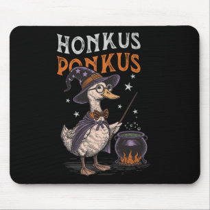 Honkus Ponkus Funny Halloween Witch Goose Duck Lov Mouse Pad
