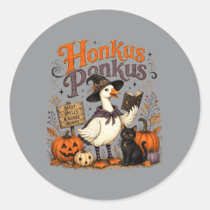Honkus Ponkus Funny Halloween Witch Goose Vintage Classic Round Sticker