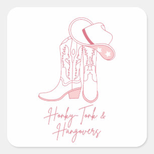 Honky Tonk and Hangovers Design   Cowboy Boots  Square Sticker