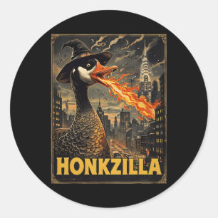 Honkzilla Goose Halloween Silly Goose Horror Spook Classic Round Sticker