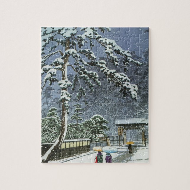 Honmonji Temple in Snow - Kawase Hasui 川瀬 巴水 Jigsaw Puzzle (Vertical)