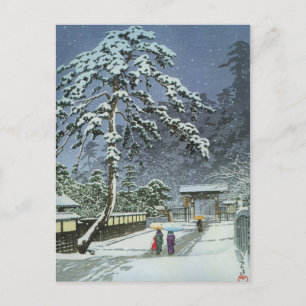 Honmonji Temple in Snow - Kawase Hasui 川 瀬 巴 水 Postcard