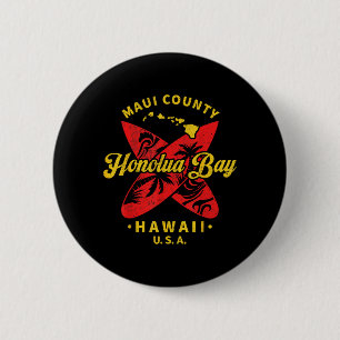 Honolua Bay Hawaii Beach Surfing Vintage Retro 6 Cm Round Badge