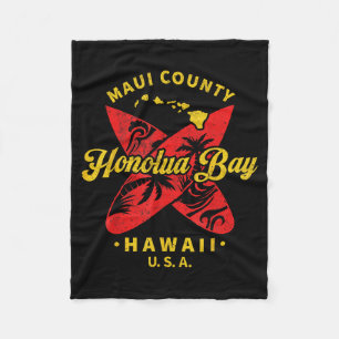 Honolua Bay Hawaii Beach Surfing Vintage Retro Fleece Blanket