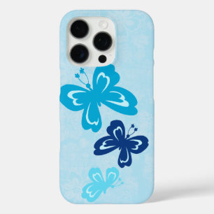 Honolua Butterfly and Hawaiian Hibiscus Turquoise iPhone 16 Pro Case