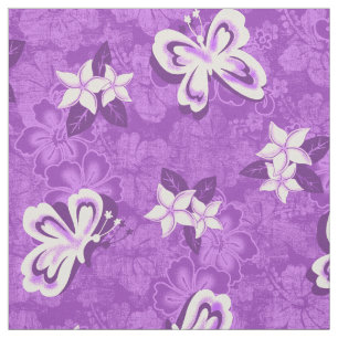 Honolua Plumeria Butterfly and Hawaiian Hibiscus Fabric