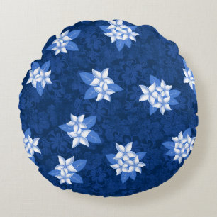 Honolua Plumeria Hawaiian Tropical Print Round Cushion