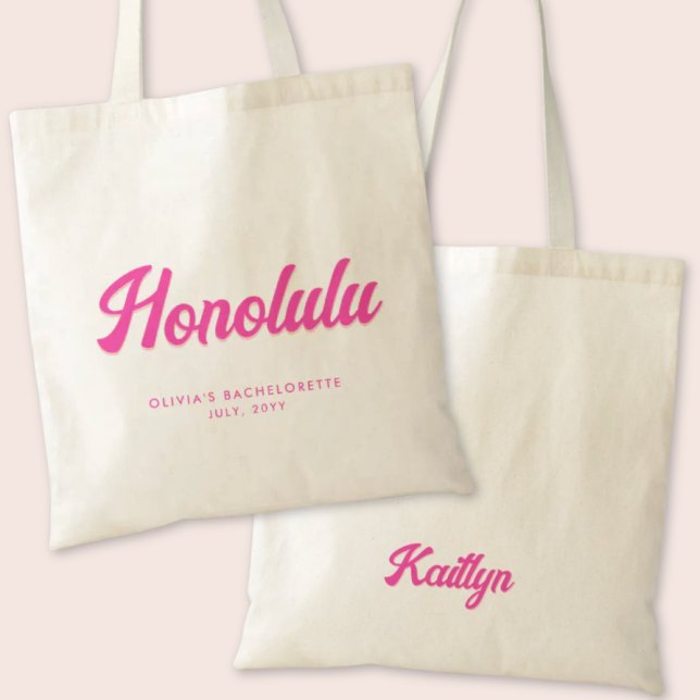 Honolulu Bachelorette Party Personalised Tote Bag (Honolulu Bachelorette Party Tote Bag)