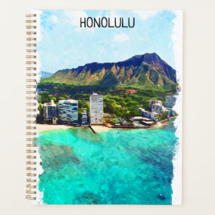 Honolulu Beach Hawaii Vintage Travel View Planner