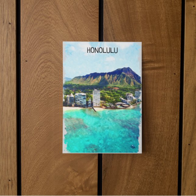 Honolulu Beach Hawaii Vintage Travel View Postcard (beautifu honolulu oahu postcard)