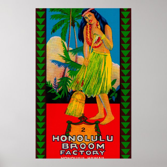Honolulu Broom Handle LabelHonolulu, HI Poster (Front)