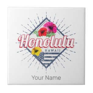 Honolulu City Hawaii United States Vintage USA Ceramic Tile
